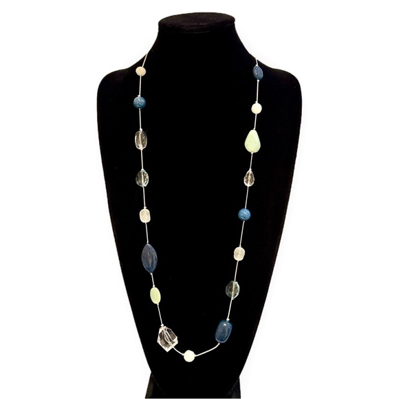 LOFT Jewelry - LOFT Multi Bead Blue Green White Long Station Necklace